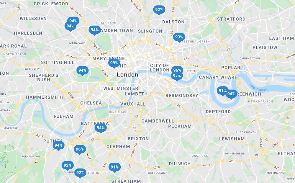 The top matches are now in central London.