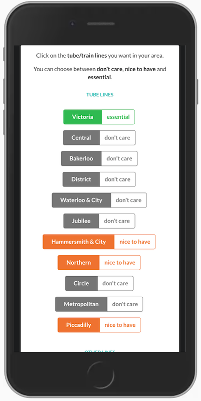 You can instruct FindMyArea to prioritise the tube and train lines that you really want.