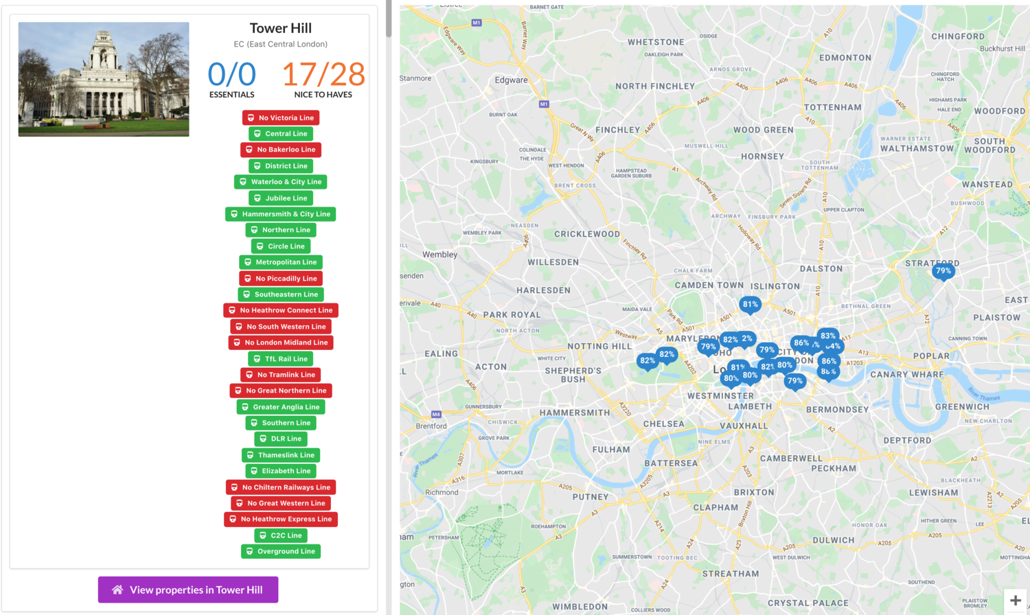 The best-connected areas in London.